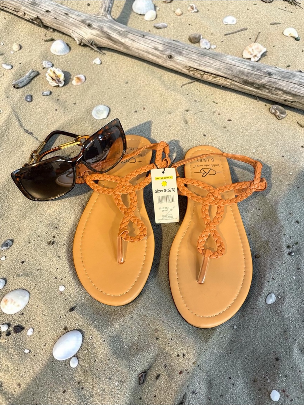 NWT Braided Wrap Sandals & Tortoise Sunglasses Bundle Size 5/6